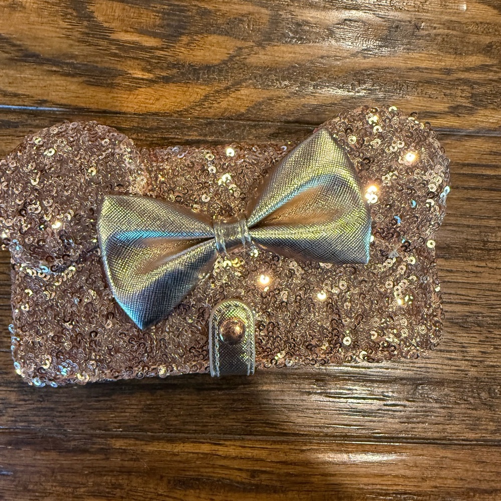 Loungefly Rose Gold Sequin Phone case and wallet